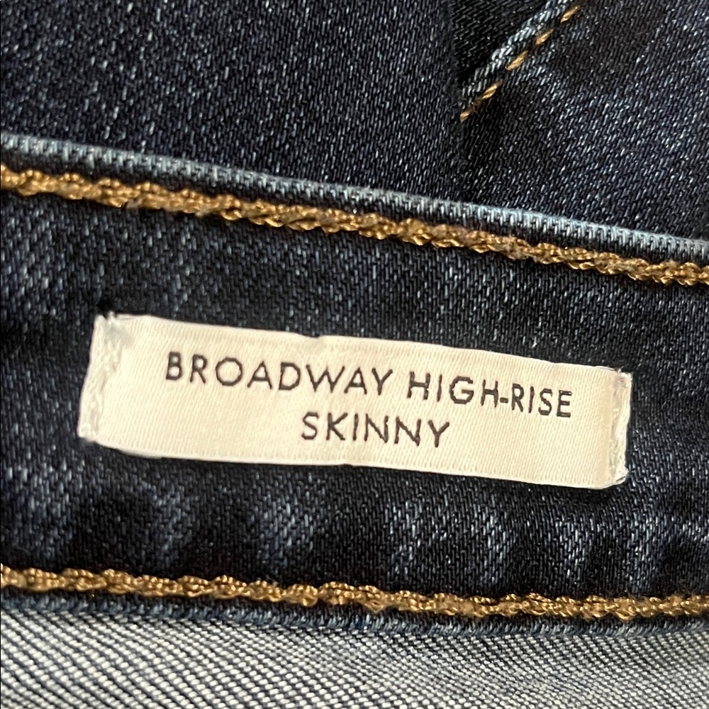 Skinnygirl Dark Blue Denim Jeans with Gold Stitching, LEOPARD PRINT TRIM SZ 14W - Picture 9 of 10